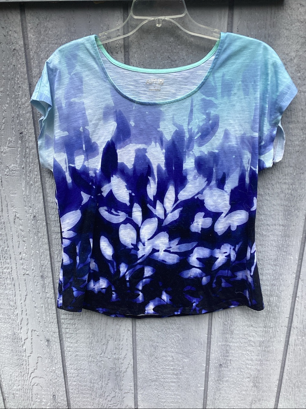 Apt. 9 Blue Floral Cap Sleeve T-Shirt Blouse